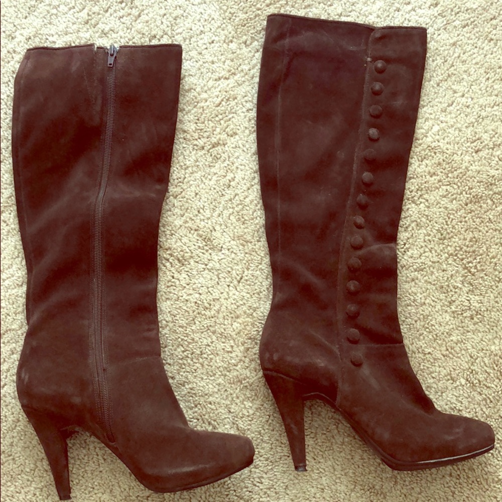 Brown suede boots